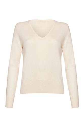 Lona Scott Damen Kaschmir Pullover mit V-Ausschnitt, Weiß, 42 von Lona Scott