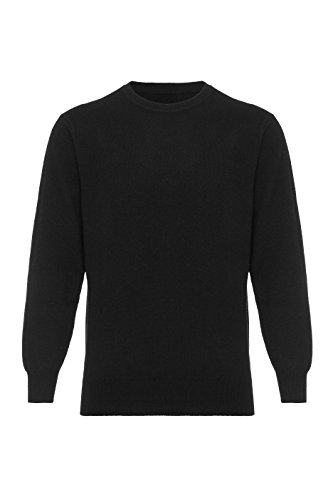 Lona Scott Herrenpullover aus Kaschmir, Rundhalsausschnitt, Schwarz 3XL von Lona Scott