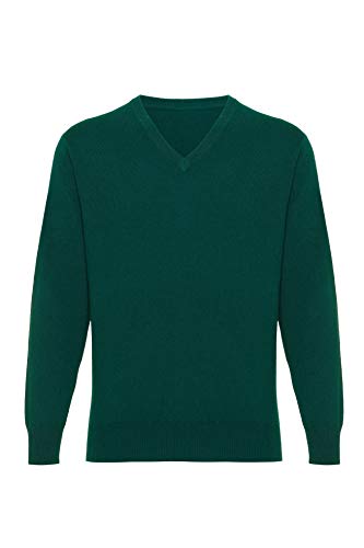 Lona Scott Kaschmir Pullover Herren, V Ausschnitt Grün X-Large von Lona Scott