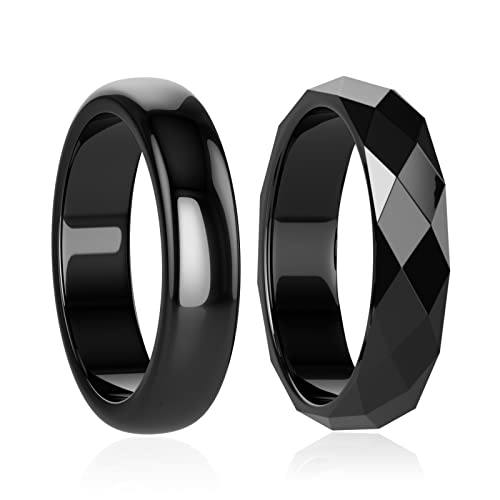 Lonage Hämatit-Ring für Frauen Männer, echter magnetischer schwarzer Steinring für Angst-Balance-Wurzel-Chakra, absorbieren negative Energie Schmuck Geschenke Größe 6-13 (8) von Lonage