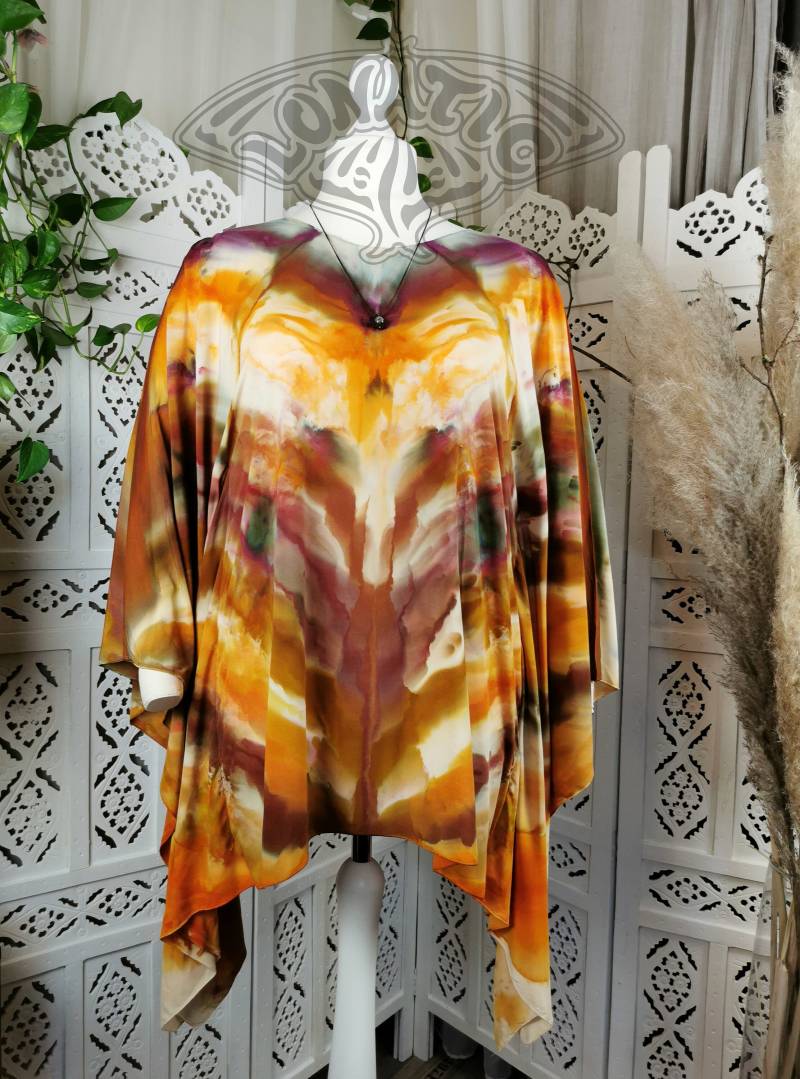 Gravitiy Ice Dye Batik Tunika/Poncho in Herbstfarben von LonaticDyes
