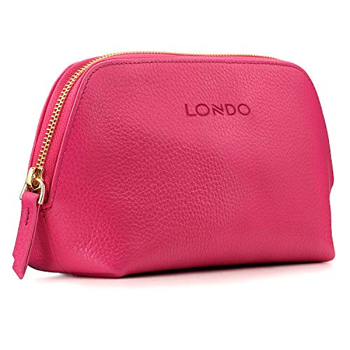 Londo Echtleder Kosmetiktasche, Schminktasche, Make up Tasche für Damen, Mädchen - Sonderfach mit Reisverschluss (Rosa) von Londo