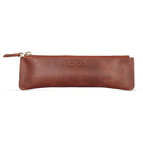 Londo Echtleder Federmäppchen mit Reißverschluss – Elegantes Bleistift Etui, Multifunktionales Schlampermäppchen und Stiftetasche für Büro, Reise & Alltag von Londo