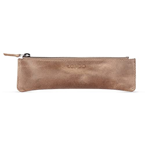 Londo Echtleder Federmäppchen mit Reißverschluss – Elegantes Bleistift Etui, Multifunktionales Schlampermäppchen und Stiftetasche für Büro, Reise & Alltag von Londo