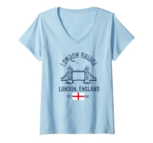 Damen London Bridge England Souvenir Vereinigtes Königreich T-Shirt mit V-Ausschnitt von London Bridge England Merch