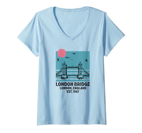 Damen London Bridge England Souvenir Vereinigtes Königreich T-Shirt mit V-Ausschnitt von London Bridge England Merch