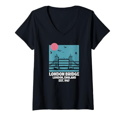 Damen London Bridge England Souvenir Vereinigtes Königreich T-Shirt mit V-Ausschnitt von London Bridge England Merch