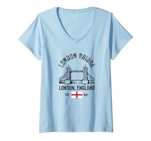 Damen London Bridge England Souvenir Vereinigtes Königreich T-Shirt mit V-Ausschnitt von London Bridge England Merch