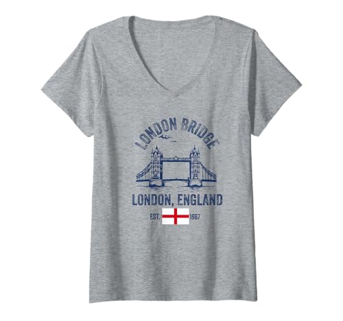 Damen London Bridge England Souvenir Vereinigtes Königreich T-Shirt mit V-Ausschnitt von London Bridge England Merch