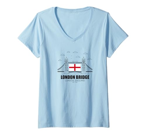Damen London Bridge England Souvenir Vereinigtes Königreich T-Shirt mit V-Ausschnitt von London Bridge England Merch