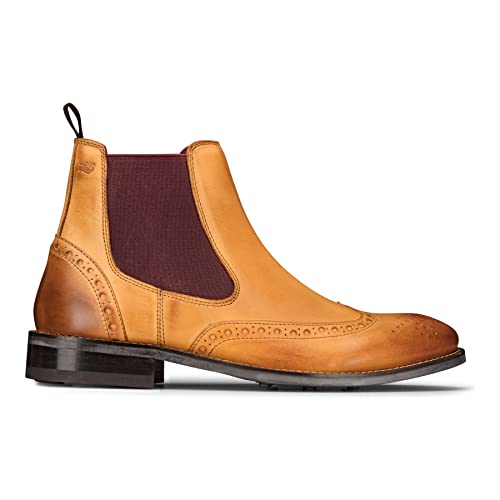 London Brogues Brogue-Stiefel für Herren Schuhe aus echtem Leder Klassisch Elegant Formell - holzbraun 41 EU von London Brogues
