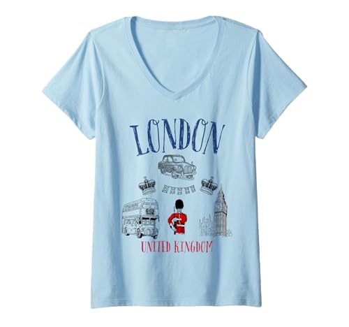 Damen London Black Cab Großbritannien British Royal Guards Boys T-Shirt mit V-Ausschnitt Damen London Black Cab Großbritannien British Royal Guards Boys T-Shirt mit V-Ausschnitt von London England United Kingdom UK Souvenir Kids