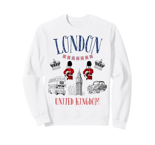 Kinder London Großbritannien Britisches Souvenir Bus Taxi Mädchen Jungen Sweatshirt von London England United Kingdom UK Souvenir Kids
