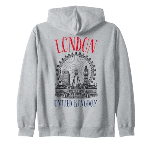 Kultige Londoner Skyline, Großbritannien, britische Frauen, Jungen, Mädchen Kapuzenjacke von London England United Kingdom UK Souvenir Kids