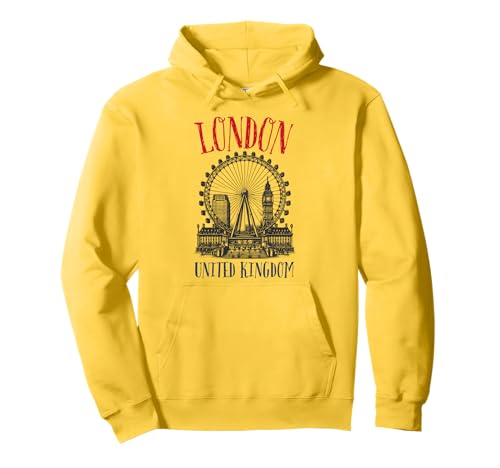 Kultige Londoner Skyline, Großbritannien, britische Frauen, Jungen, Mädchen Pullover Hoodie von London England United Kingdom UK Souvenir Kids
