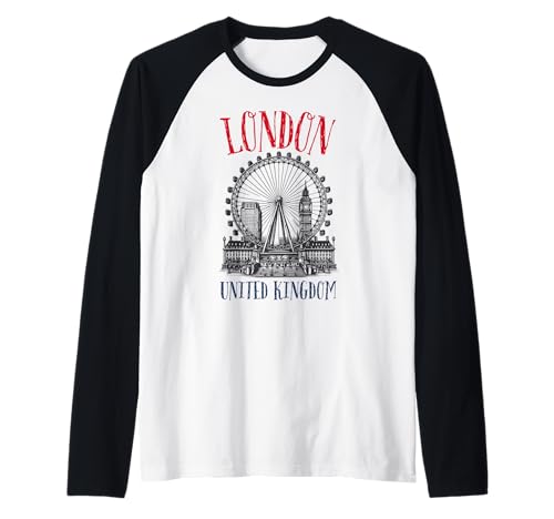 Kultige Londoner Skyline, Großbritannien, britische Frauen, Jungen, Mädchen Raglan Kultige Londoner Skyline, Großbritannien, britische Frauen, Jungen, Mädchen Raglan von London England United Kingdom UK Souvenir Kids