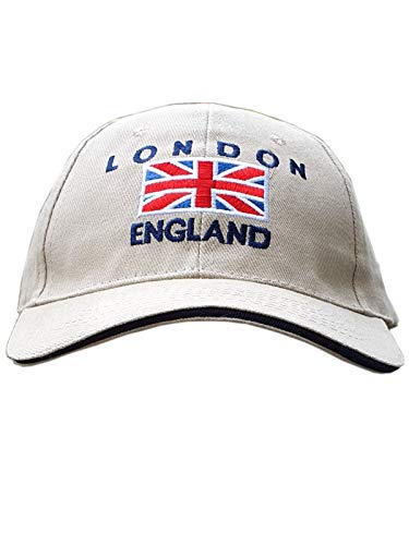Baseball Caps - Union Jack Stickerei mit London England - Creme, London Souvenir Baseball Caps - Union Jack Stickerei mit London England - Creme, London Souvenir von London Gifts Collection