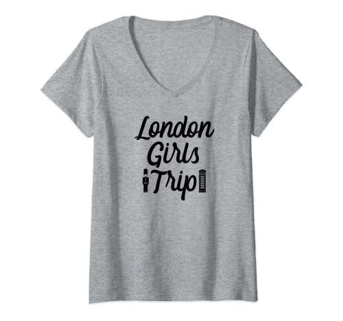 Damen London Girls Trip Urlaub T-Shirt mit V-Ausschnitt von London Girls Trip Urlaubsreisen 2.0