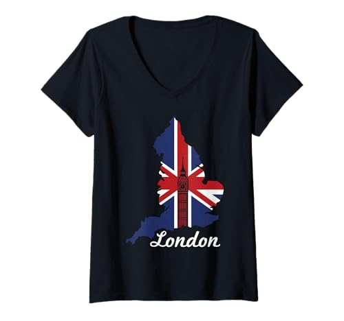 Damen London ist Immer eine Gute Idee UK GB T-Shirt mit V-Ausschnitt Damen London ist Immer eine Gute Idee UK GB T-Shirt mit V-Ausschnitt von London Great Britain UK United Kingdom
