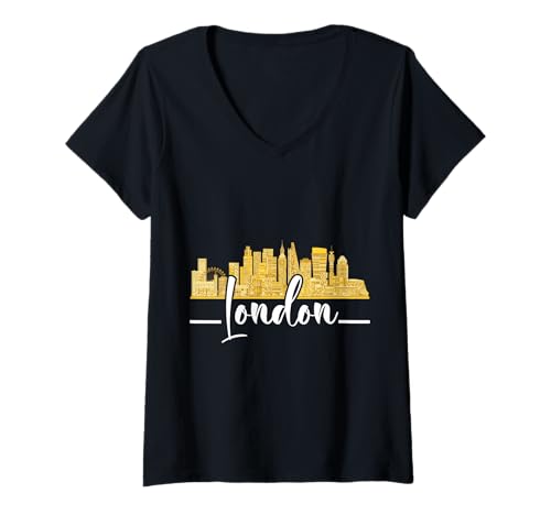 Damen London ist Immer eine Gute Idee UK GB T-Shirt mit V-Ausschnitt Damen London ist Immer eine Gute Idee UK GB T-Shirt mit V-Ausschnitt von London Great Britain UK United Kingdom