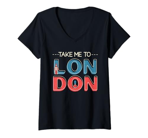 Damen London ist Immer eine Gute Idee UK GB T-Shirt mit V-Ausschnitt Damen London ist Immer eine Gute Idee UK GB T-Shirt mit V-Ausschnitt von London Great Britain UK United Kingdom