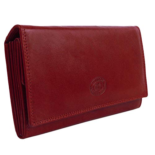 London Leathergoods - Damen Weiches Leder Portemonnaie Geldbörse In 6 Farben - nicht angegeben, Dunkelrot London Leathergoods - Damen Weiches Leder Portemonnaie Geldbörse In 6 Farben - nicht angegeben, Dunkelrot von London Leathergoods