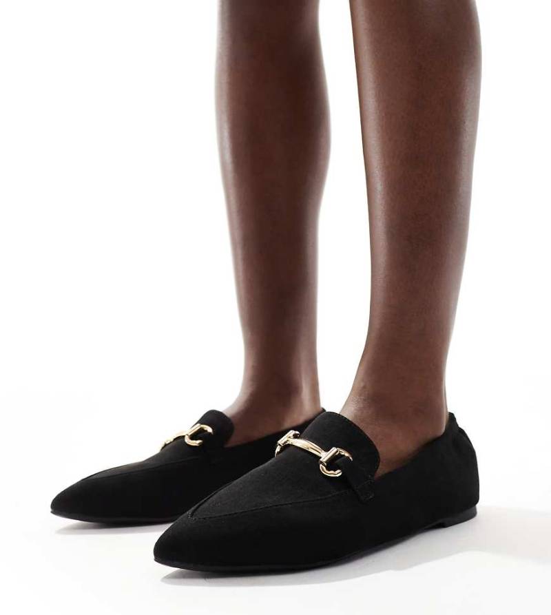 London Rebel - Loafer in Schwarz mit spitzer Zehenpartie mit Schnallendetail, weite Passform von London Rebel Wide Fit