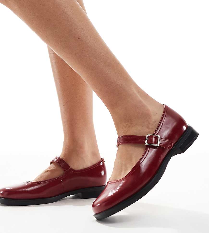 London Rebel Wide Fit - Adeline - Mary-Jane-Schuhe in Rot mit dicker Sohle von London Rebel Wide Fit