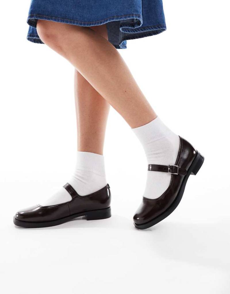London Rebel - Adeline - Mary-Jane-Schuhe in Dunkelbraun mit dicker Sohle von London Rebel