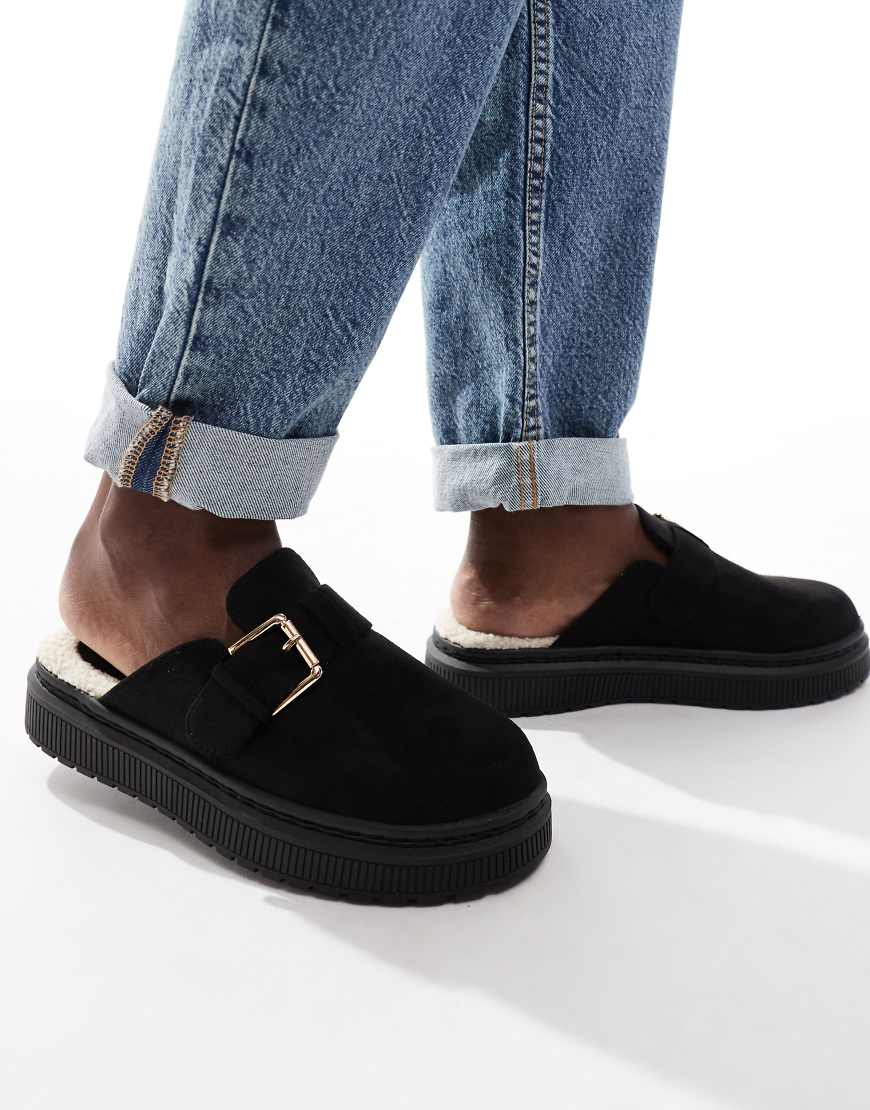 London Rebel - Donna - Mules in Schwarz mit Schnallen von London Rebel