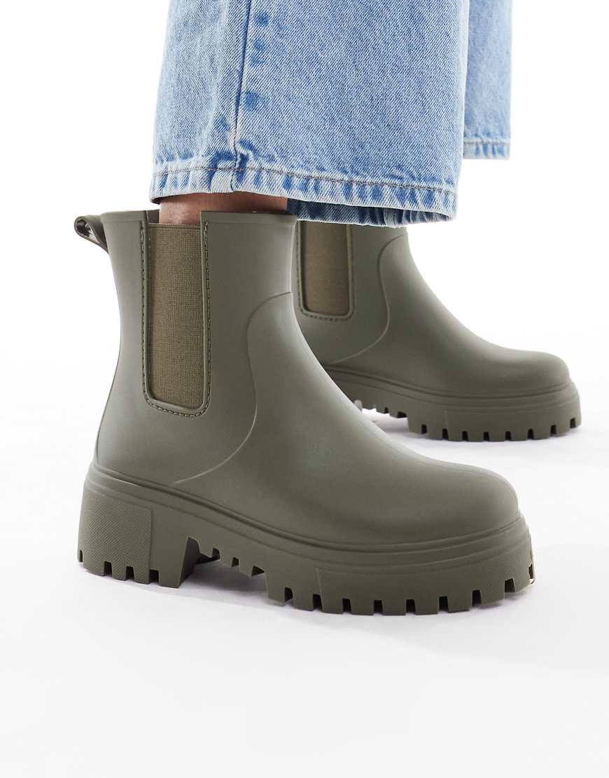 London Rebel - Phoebe - Chelsea Boots in Oliv mit dicker Sohle-Grün von London Rebel