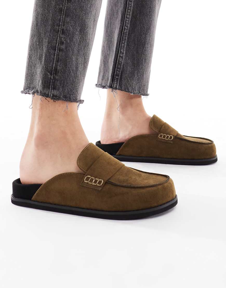 London Rebel - Violet - Slip-on-Mules in Olivgrün aus Wildlederimitat London Rebel - Violet - Slip-on-Mules in Olivgrün aus Wildlederimitat von London Rebel