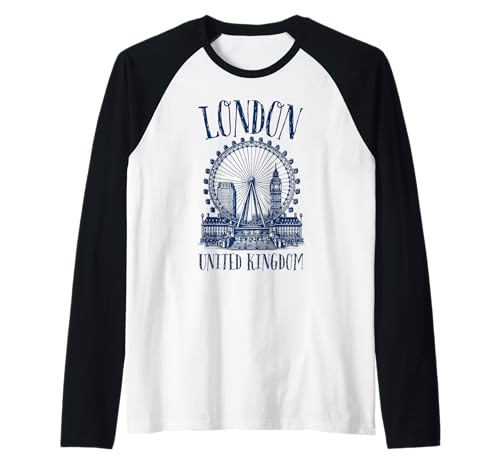 London ikonische Skyline Großbritannien Britische Frauen Jungen Mädchen Raglan London ikonische Skyline Großbritannien Britische Frauen Jungen Mädchen Raglan von London Souvenir England United Kingdom UK Kids