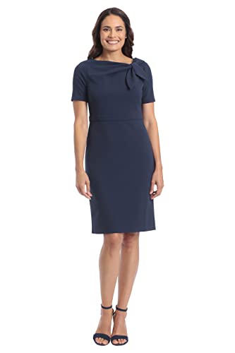 London Times Damen Polished Sheath Dress with Bow Detail Career Office Event Occasion Guest of Kleid, Marineblauer Blazer, 46 Mehr von London Times