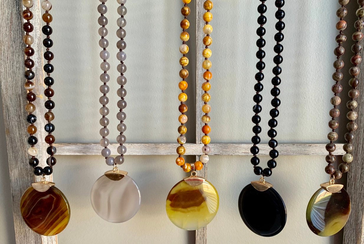 Achat Scheibe Naturstein Halskette Achat Scheibe Naturstein Halskette von LondonAmayaJewelry