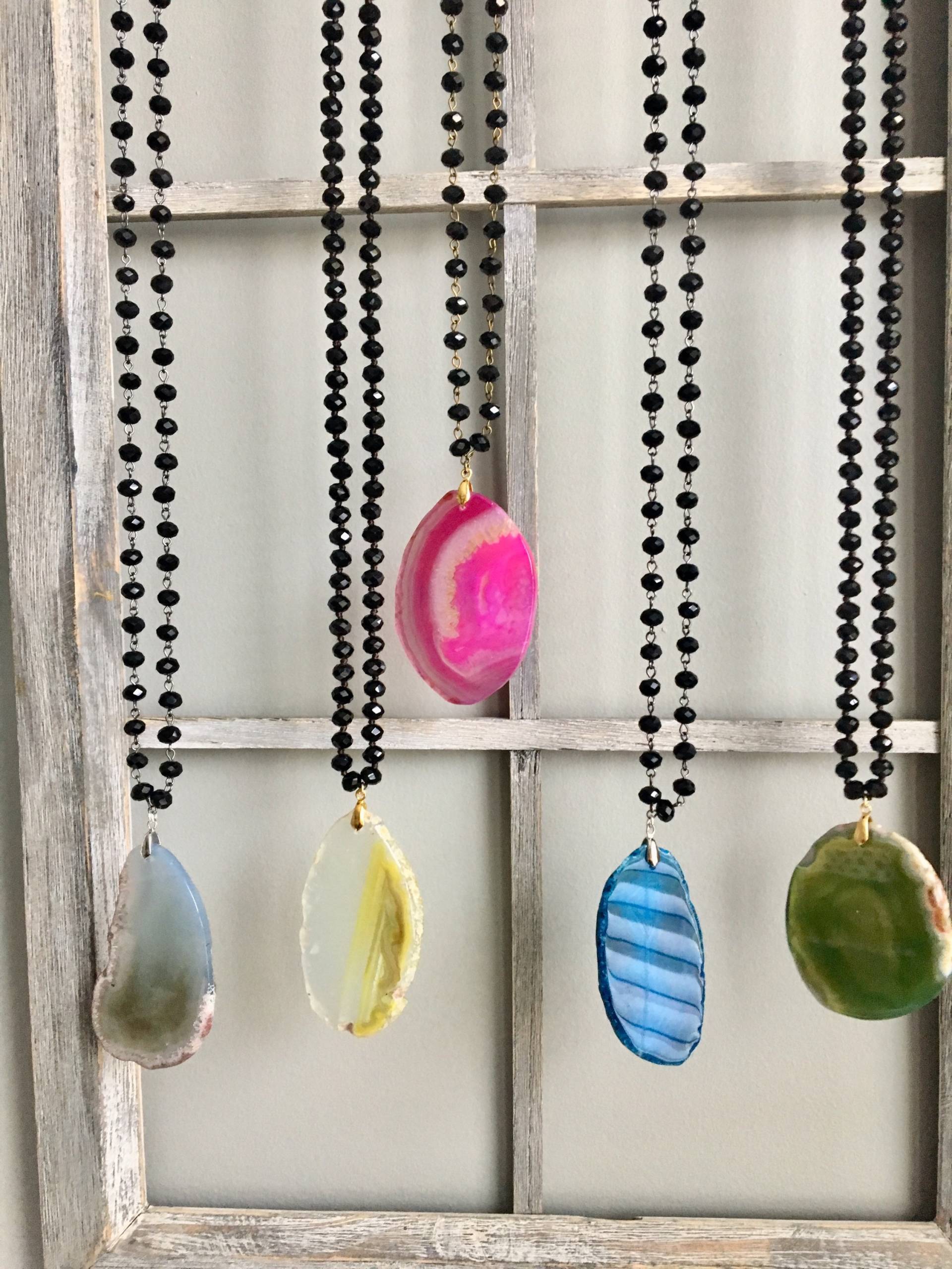 Achat Scheibe Perlen Halskette Achat Scheibe Perlen Halskette von LondonAmayaJewelry