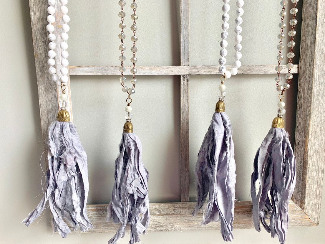 Boho Seide Sari Quaste Halskette Boho Seide Sari Quaste Halskette von LondonAmayaJewelry