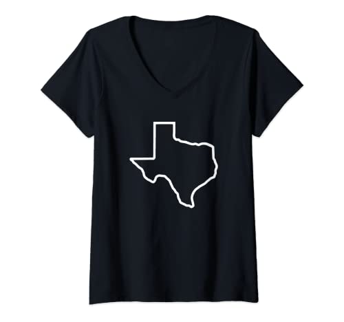 Damen Texas-Umriss T-Shirt mit V-Ausschnitt Damen Texas-Umriss T-Shirt mit V-Ausschnitt von Lone Star Open Range Designs of Texas TX