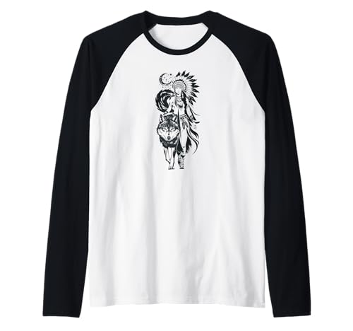 Lone Wolf Moon Howling Wolf Girl Wolves Howl Indian Native Raglan von Lone Wolf Howl Moon