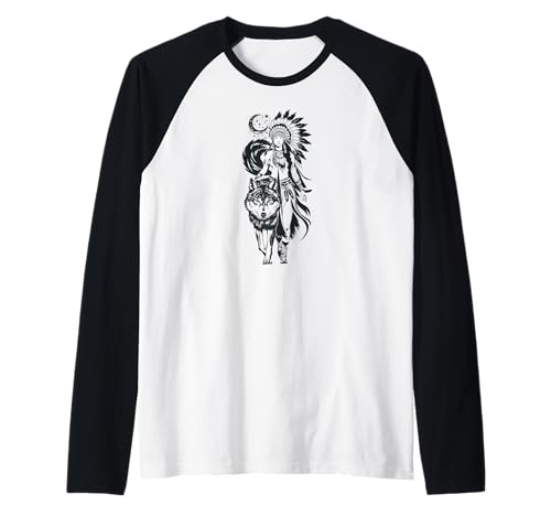 Lone Wolf Moon Howling Wolf Girl Wolves Howl Indian Native Raglan von Lone Wolf Howl Moon