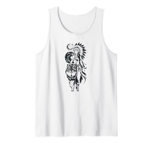 Lone Wolf Moon Howling Wolf Girl Wolves Howl Indian Native Tank Top von Lone Wolf Howl Moon