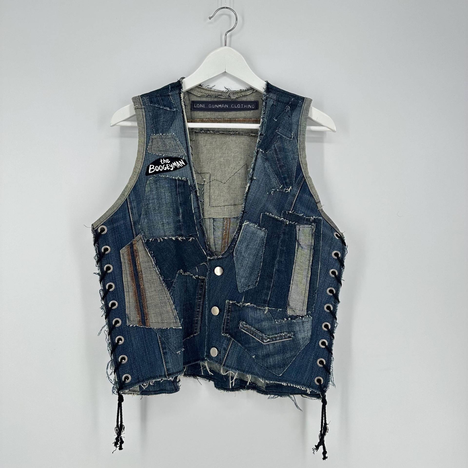 Lone Gunman Boogeyman Denim Rock Punk Weste von LoneGunmanClothing
