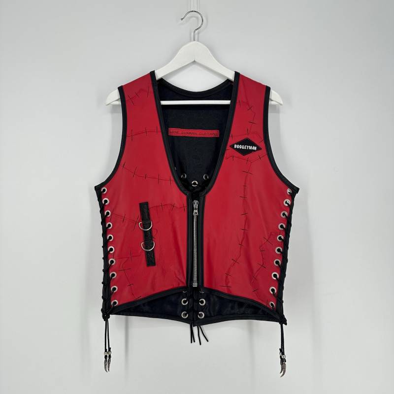 Lone Gunman Frankenstein Rot Schnürer Rock Punk Weste von LoneGunmanClothing