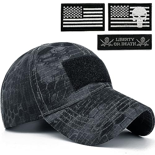 Loneshark Herren Camo Baseballmützen mit amerikanischer Flagge USA Patch Tactical Operator Patriotische Kappen US Army Militär OCP Ball Hut, Python-bw, Einheitsgröße von Loneshark