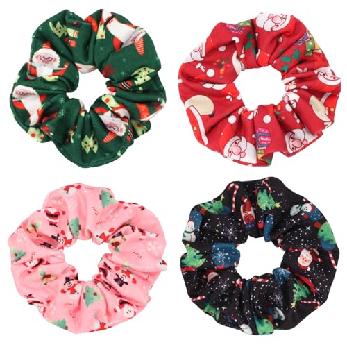 4 Stück Weihnachts-Haargummis, Weihnachtsmann, Schneemann, weich, elastisch, für Damen 4 Stück Weihnachts-Haargummis, Weihnachtsmann, Schneemann, weich, elastisch, für Damen von Lonext