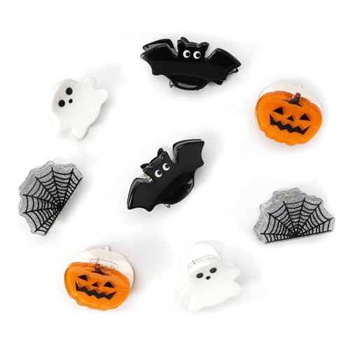Mini-Halloween-Haarspangen für Damen, Kürbis-Geist-Skelett, Spinnennetz, Haar-Accessoires, 8 Stück Mini-Halloween-Haarspangen für Damen, Kürbis-Geist-Skelett, Spinnennetz, Haar-Accessoires, 8 Stück von Lonext