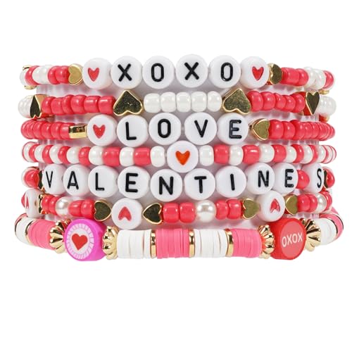 Perlen-Stretch-Armband-Set für Damen, stapelbares mehrlagiges Design, Einheitsgröße, Glas-Kunststoff, Kein Edelstein von Lonext