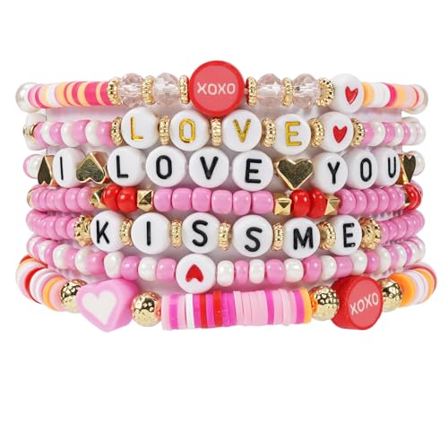 Perlen-Stretch-Armband-Set für Damen, stapelbares mehrlagiges Design, One Size, Glas Kunststoff, Kein Edelstein Perlen-Stretch-Armband-Set für Damen, stapelbares mehrlagiges Design, One Size, Glas Kunststoff, Kein Edelstein von Lonext