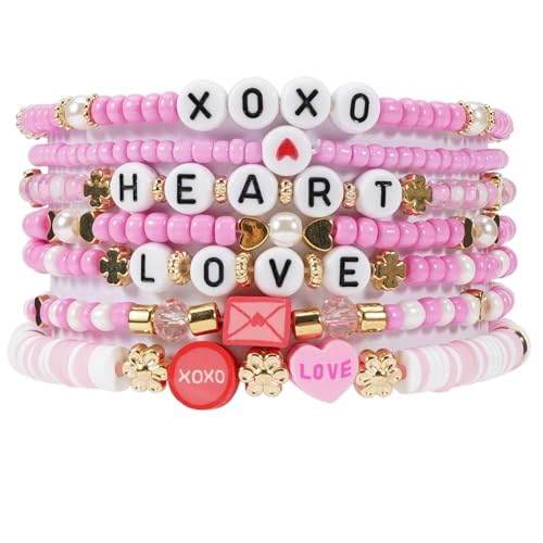 Perlen-Stretch-Armband-Set für Damen, stapelbares mehrlagiges Design, One Size, Glas Kunststoff, Kein Edelstein Perlen-Stretch-Armband-Set für Damen, stapelbares mehrlagiges Design, One Size, Glas Kunststoff, Kein Edelstein von Lonext