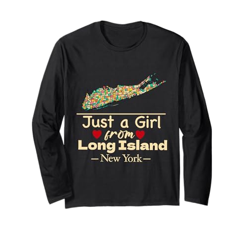 Damen Long Island New York Souvenir Karte Just a Girl From LI Langarmshirt Damen Long Island New York Souvenir Karte Just a Girl From LI Langarmshirt von Long Island NY Graphic NYC Tee